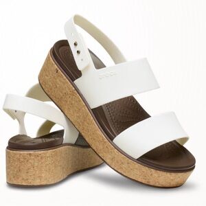 NWT CROCS Brooklyn Cork Low Wedge Platform Sandal W7